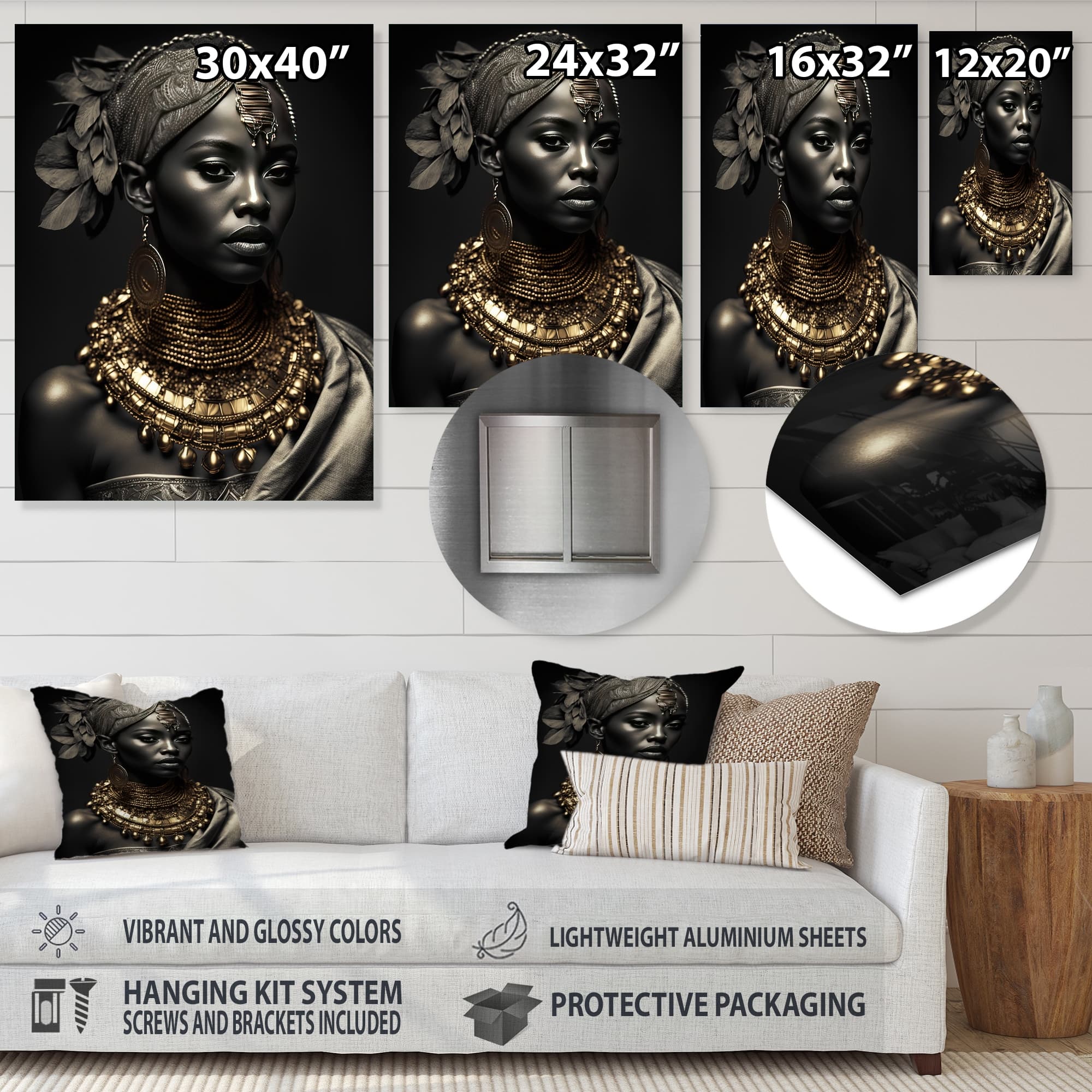 Designart "African American Queen With Traditional Jewelry VI" African